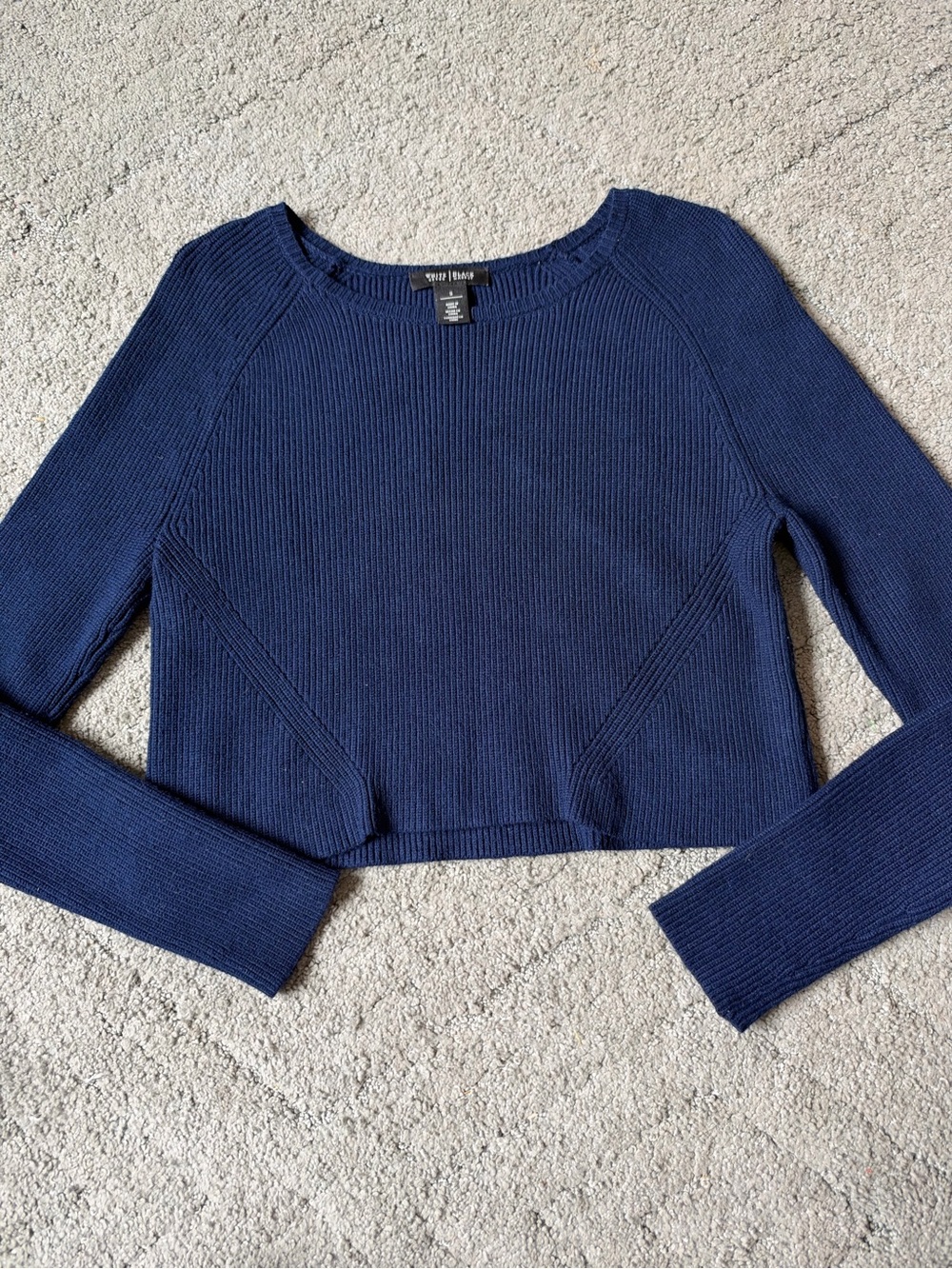 White House Black Market Navy Ribbed Crewneck Sweater